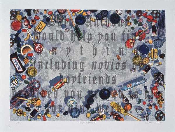 Celia Álvarez Muñoz Sweet Nothings, 1998 Photoetching and silkscreen, Flatbed Press, Austin, TX 19.5 x 26 in 49.5 x 66 cm Edition of 50