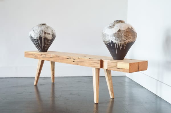 Twin vessels with a landscape reflecting the moon