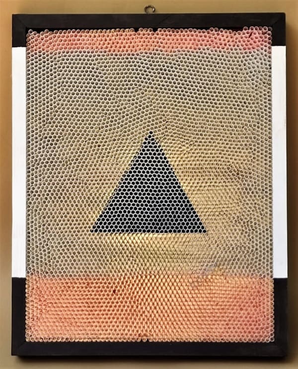 Hersúa Untitled, 1967 Acrylic on colored cardboard and straws 19.5 x 15.75 x 2 in 49.5 x 40 x 5.1 cm