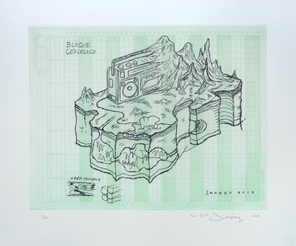 Cisco Jiménez Bloque geologico (green) Tiempo Entra Editores, Mexico City, 2015 Aquatint etching and serigraph 29.9 x 35.4" 75.9 x 89.9 cm 3 / 20
