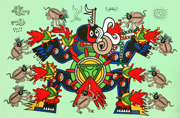 Michael Menchaca Sacrificio de la Deidad del Queso, 2011 Screenprint 26 x 40" 66 x 101.6 cm 12 / 40