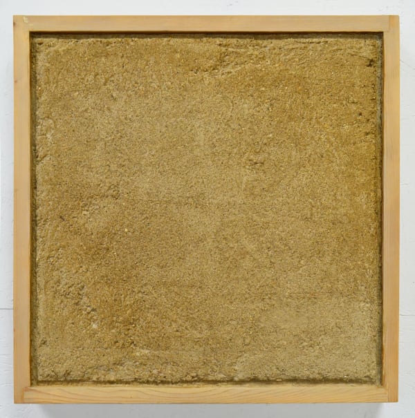 Frank Romero Adobe Series – Tierra café claro, Set 2, 1995/2024 Soil, acrylic, chicken wire on wood 24 x 24 x 2.5 60.9 x 60.9 x 6.3 cm