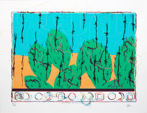 Consuelo Jimenez Underwood Virgen de los Nopales, 2005 Silkscreen on Coventry paper, stitched with cotton and synthetic threads, Self-Help Graphics, LA. 20 x 26 in 50.8 x 66.04 cm Edition of 72