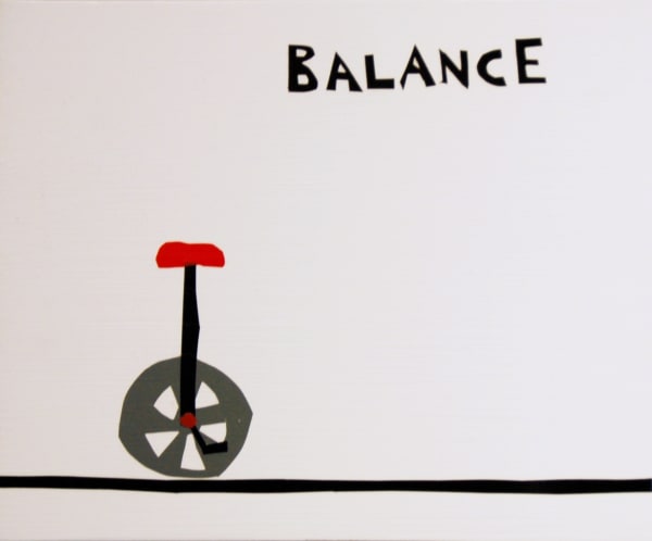 Ethel Shipton Moments Series: Balance Vinyl on wood 8.3 x 10.3" 21 x 26 cm