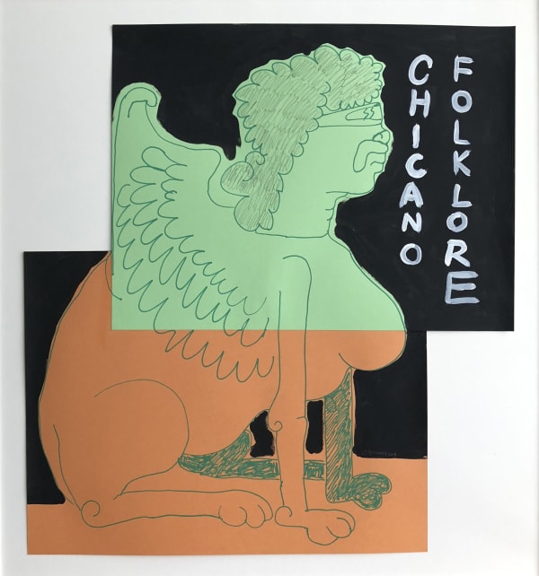 Michael Menchaca Chicano Folklore, 2018 acrylic and mixed media on paper 33 x 30" 83.8 x 76.2 cm