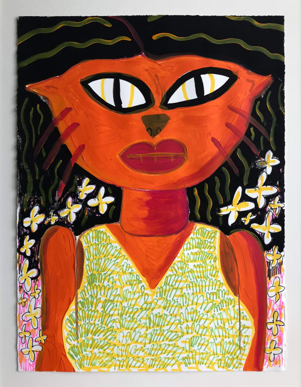 Michael Menchaca La Florona, 2018 Oil paint and mixed media on Rives BFK 30 x 22" 76.2 x 55.9 cm