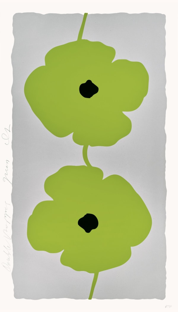 Donald Sultan, Green Double Poppies, 2025