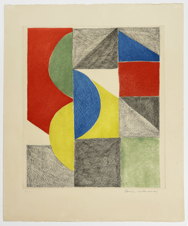 Sonia Delaunay, Composition With Semi-Circles & Triangles, ca. 1970