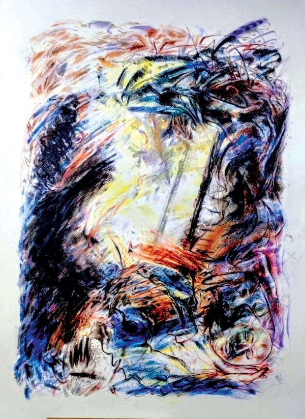 Vijay Bagodi Fantasy Conté and pastel on paper 36 x 24 inches (92 x 61 cms)