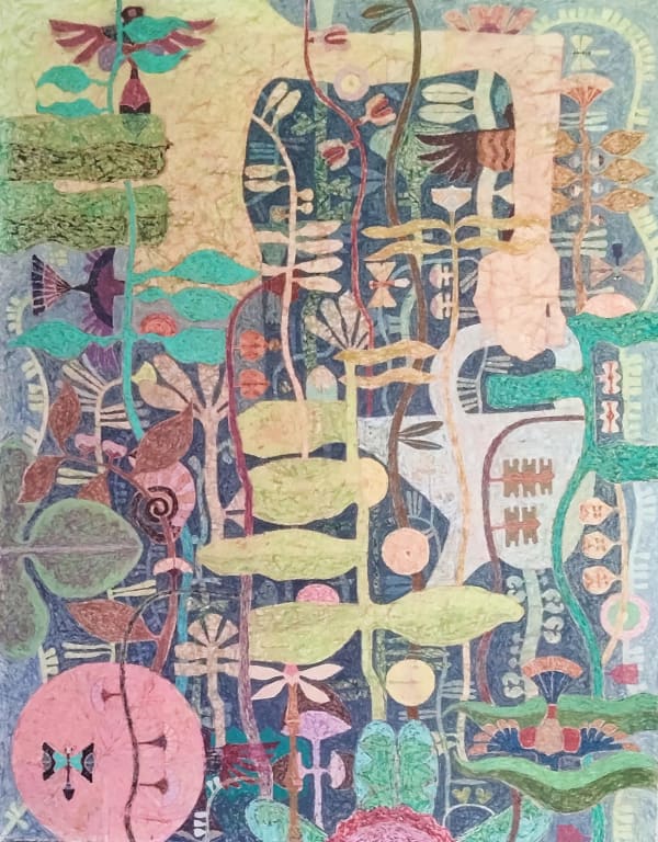 Rathod Sursing Gardening - 1 Mixed media on canvas 63 x 51 inches (160 x 130 cms)