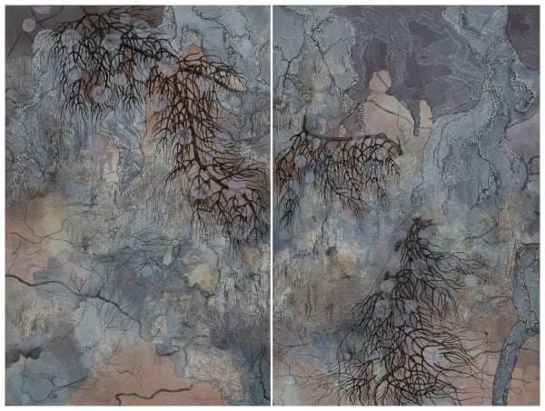 Damayanti Debnath Untitled Fabric relief on canvas 36 x 48 inches (92 x 112 cms)