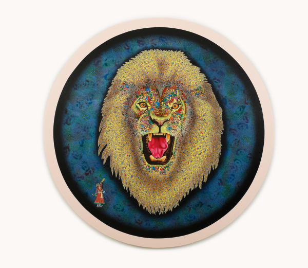 Ramgopal Kumawat Invisible Strings R-1 Acrylic and mouth spray on canvas 48 x 48 inches (122 x 122 cms)