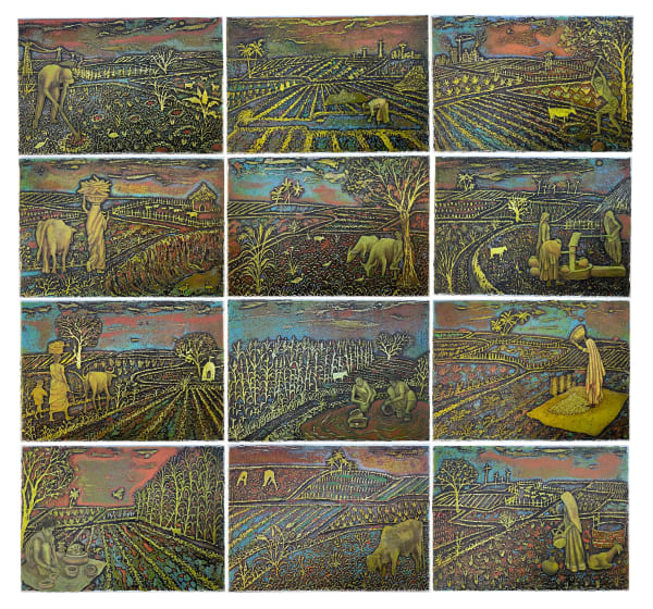 Milan Lunagariya Sprung from the Loam 3 Viscosity on zinc plate - set of 12 6 x 12 inches (15 x 30 cms) each