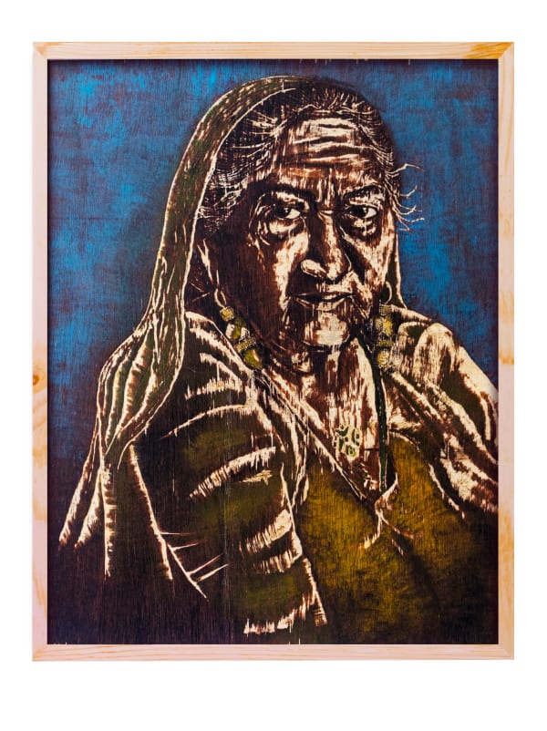 Aasha Keshwala "આઈ" (Aai) Woodcut 27 x 21 inches (69 x 54 cms)