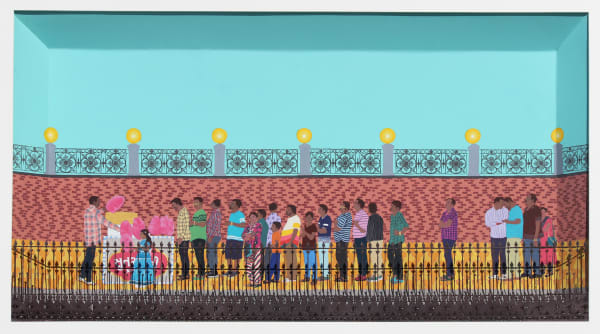 Kaushik Charoliya Echoes of happiness Mixed media on paper 13 x 24.5 inches (33 x 62 cms)