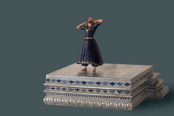 Ajay Dhapa Navivasi (New fragrance) - 121 Brass Brass casting, acrylic paint on a wooden pedestal 9 x 11 x 9 inches (23 x 28 x 23 cms)