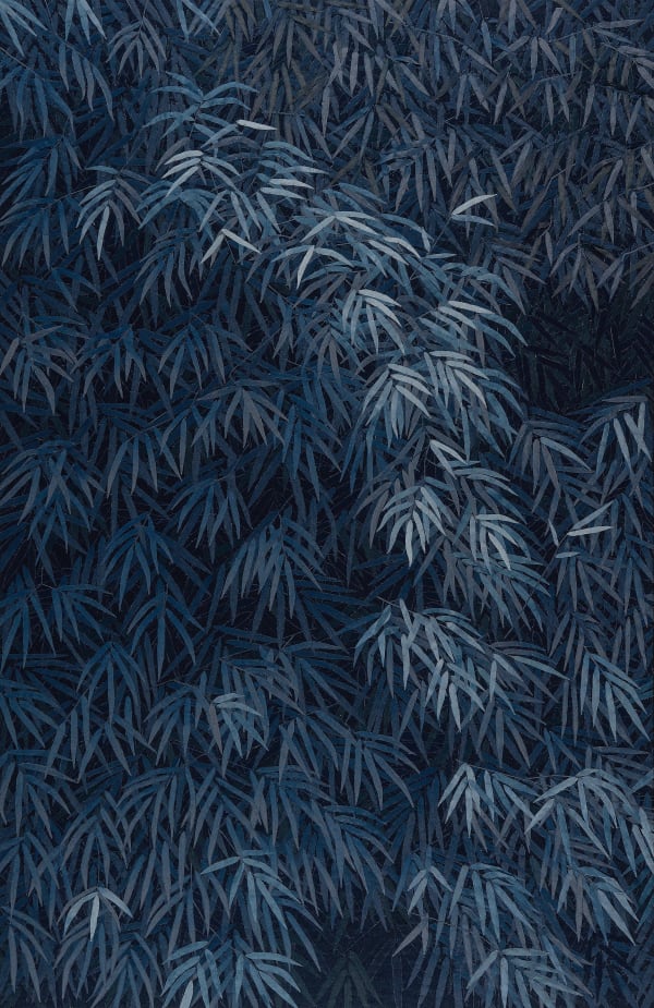 Vishal Prajapati Moonlight Denim, threads and dye 84 x 54 inches (213 x 137 cms)