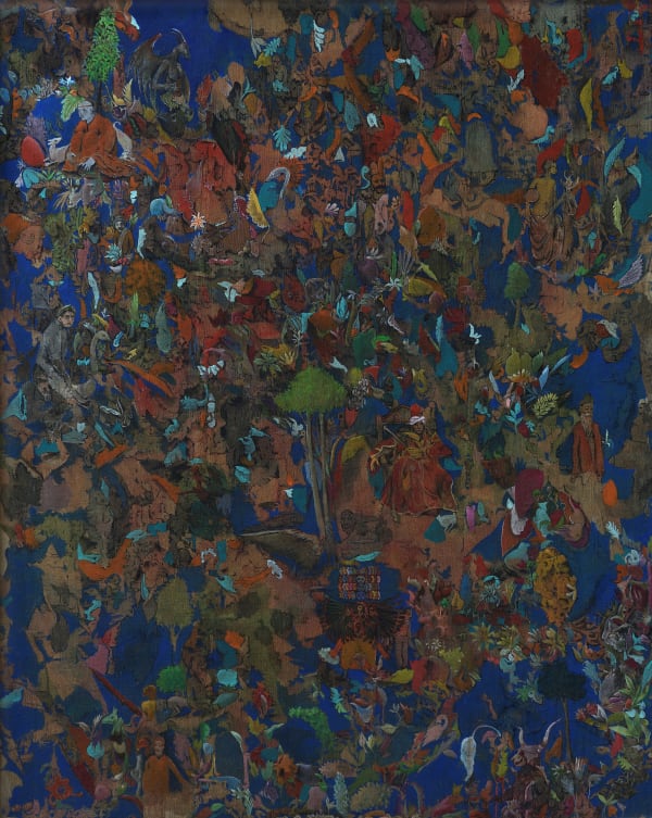 Avtar Singh Fragments of an Untold Cosmos Acrylic and watercolour on silk on board 24 x 31 inches (62 x 78 cms)