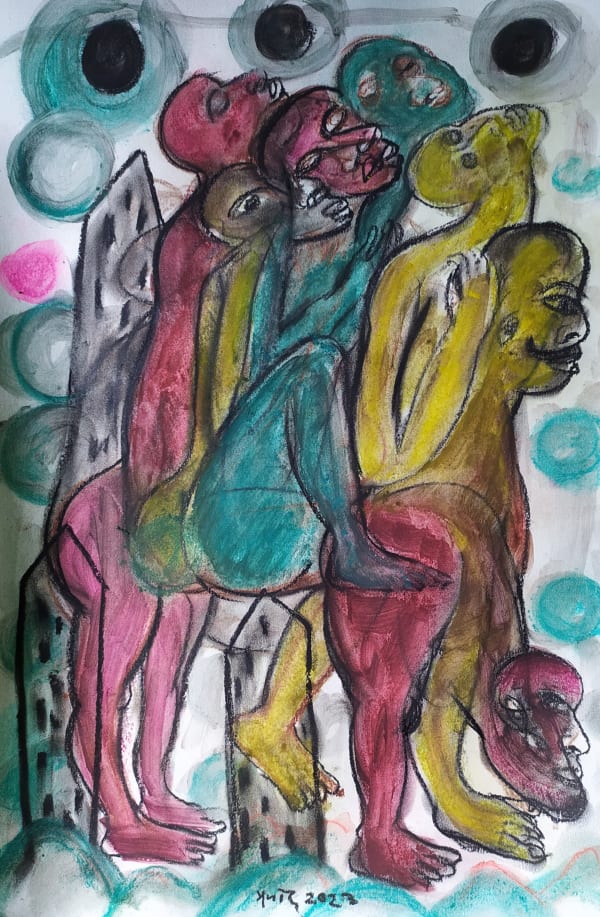 Pramod Prakash Impression of Time 2 Watercolour, dry pastel and pen 22 x 15 inches (56 x 38 cms)