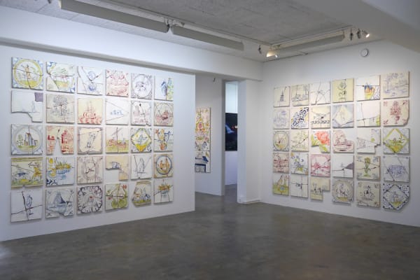 Timo Grimm, 60 paintings (45 x 45 cm each), installation view, 2021