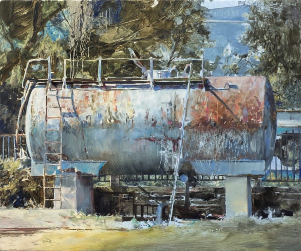 Dimitar Genchev, Landscape with wagon tank, 2020