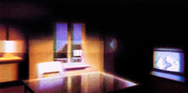 Steffen Kern, Light, Chair, Table, Window and TV, 2024