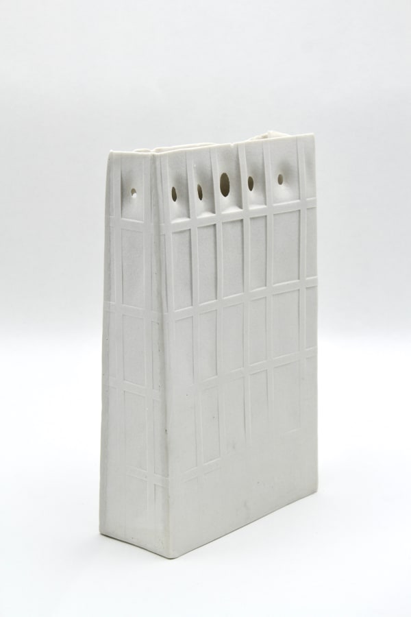 Ella Porter, Porcelain pierced by light grid sculptural vessel, 2024