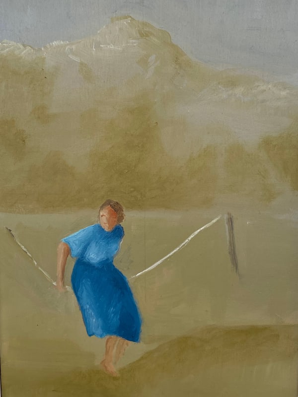 Katherine Bakhoum Sur le Fil, 2025 oil on wood 21 x 15cm signed & dated