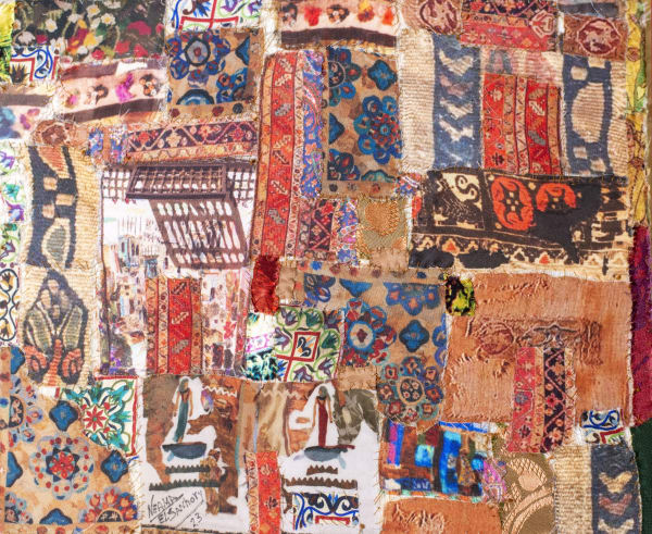 Neama El Sanhoury Gateways II, 2023 fabric appliqué on linen 30 x 40cm signed & dated