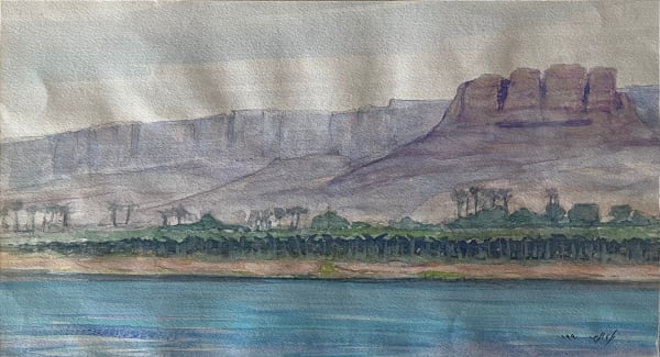 Zaccaria El Zeini Aswan, 1990 watercolor on paper 15 x 27cm signed & dated