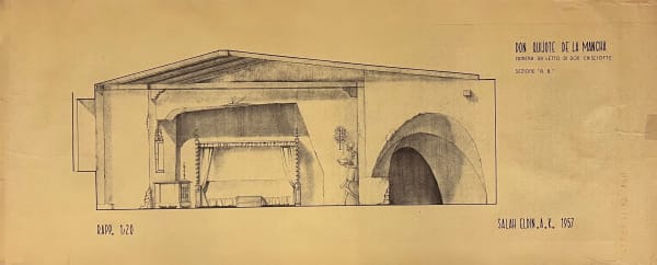 Salah Abdel Kerim Don Quijote's Bedroom, 1957 pencil on paper 38 x 93cm signed & dated