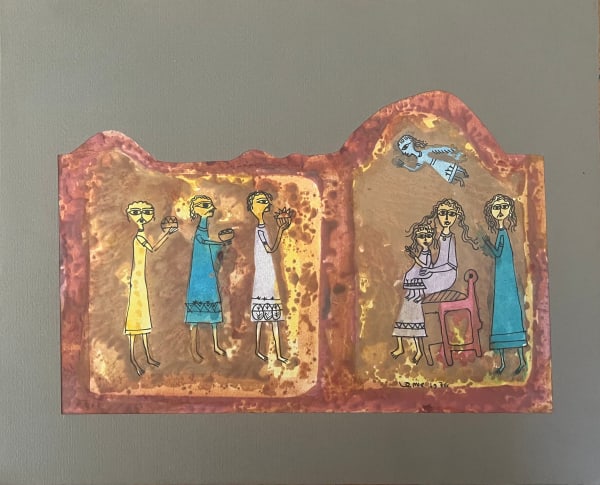 Gamal Lamei Three Wise Men, 1976 watercolor on paper 18 x 28cm signed & dated