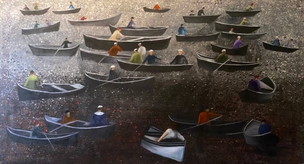 Katherine Bakhoum Les Grandes Barques, 2025 oil on canvas 130 x 200cm signed & dated