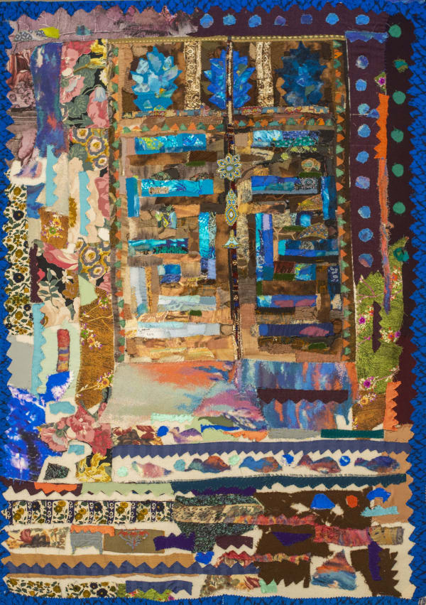 Neama El Sanhoury The Ancient Doorway, 2023 fabric appliqué on linen 120 x 85cm signed & dated