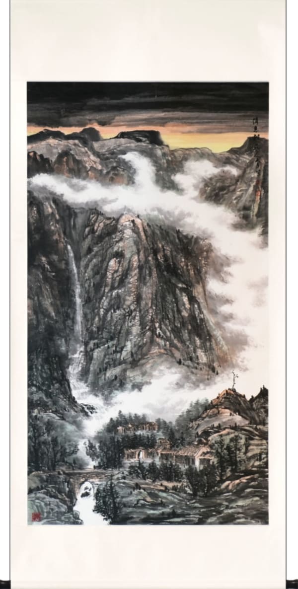 "Endless Vitality: A Colored Ink Landscape by Da Li", 2024