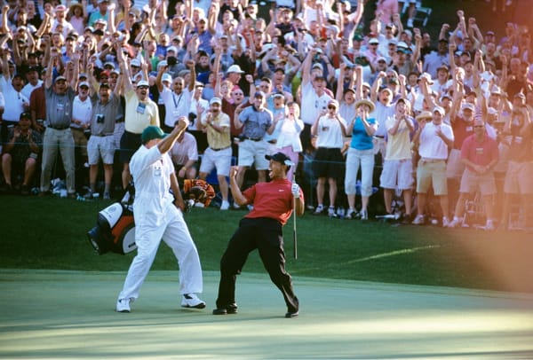 Neil Leifer, Tiger Woods celebrating at the 2005 masters, 2005