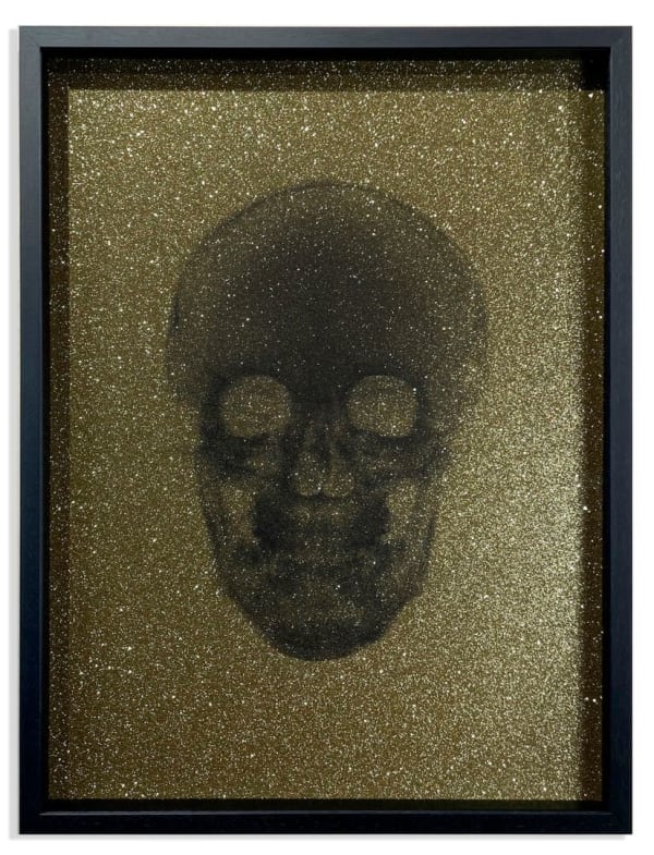 Nick Veasey, Glitter Skull (black on gold), 2021