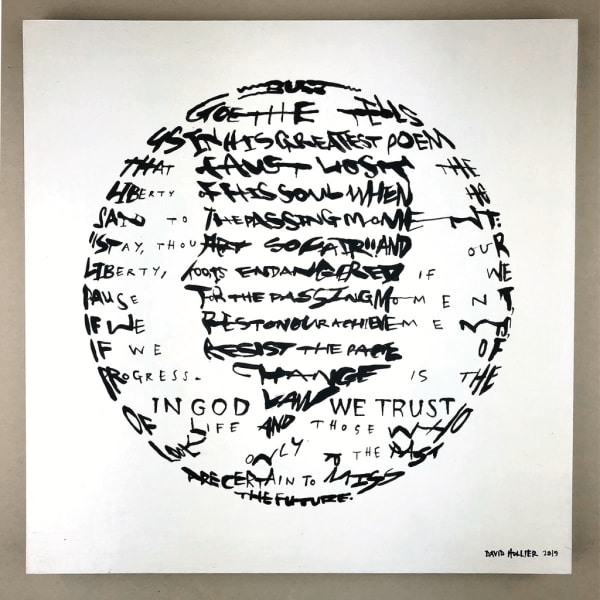 David Hollier, Half Dollar (text quote from JFK), 2019