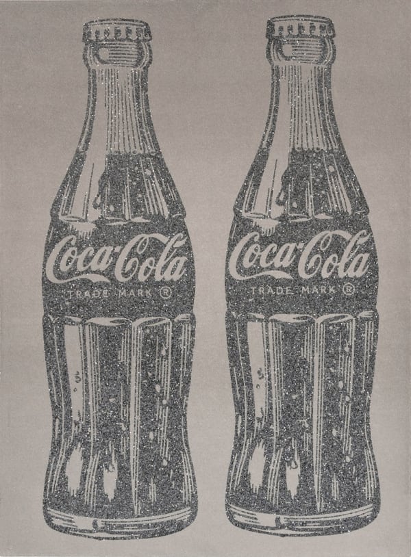 Cey Adams, Double Coca-Cola black on silver (with diamond dust), 2018