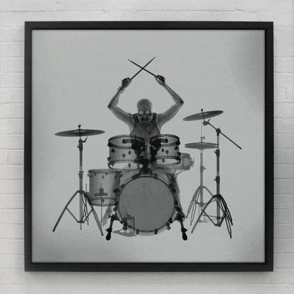 Nick Veasey, Drummin' - Black and White (Lenticular), 2022