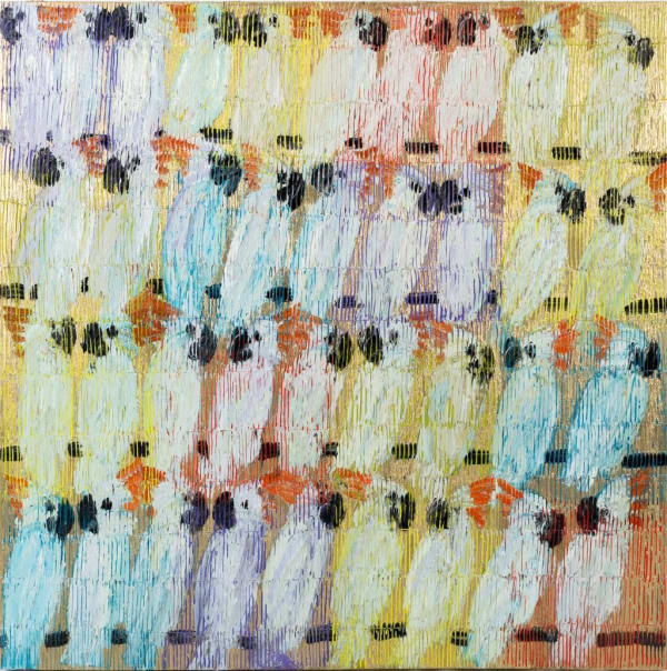 Hunt Slonem, Moluccan Cockatoos, 2022