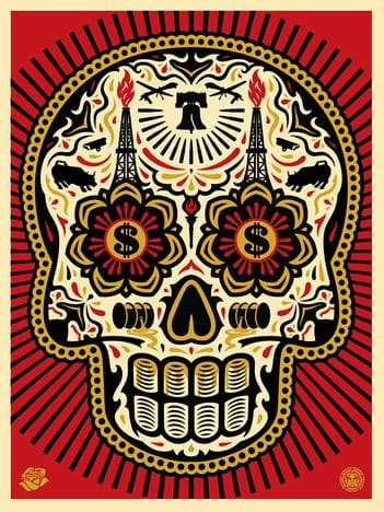 Shepard Fairey, Power & Glory Day of the Dead Skull (Red), 2014