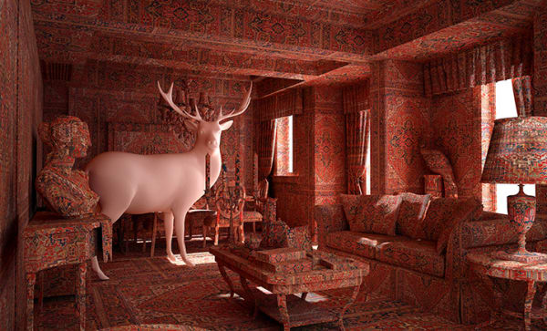 Farid Rasulov, Deer In The Guest Room (Carpet Interior Series), 2014