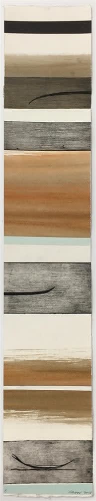 Simon Kaan Untitled 08-18, 2018 chinese ink and gouache on cotton paper, intaglio woodblock 70.0 x 12.5 cm