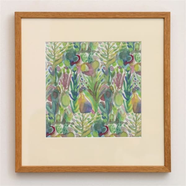 Julia Holderness Florence Weir botanical textile #6 (sample), 2023 digital print on silk, framed, last edition 320 x 310 mm Edition of 3