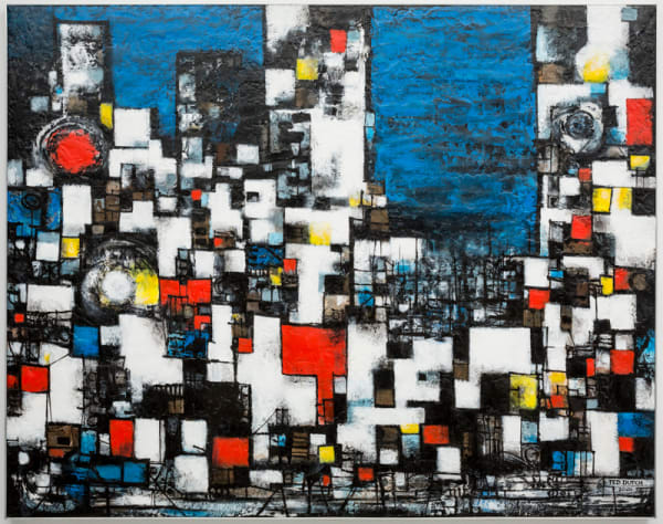 Ted Dutch (1928-2008) Festival City, 2002 Oil on board 97.0 x 122.5 cm