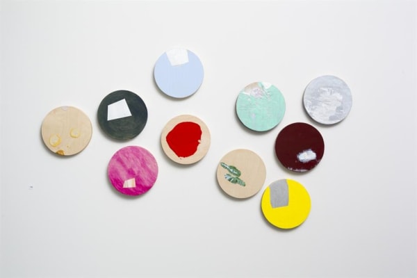 Wendy Kawabata Call and Response, 2014 Acrylic, oil, acrylic spray paint and Flashe on board