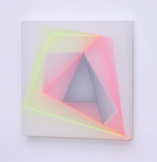 Karyn Taylor Pythagorean Dream, 2024 cast acrylic, unique 400 x 400 x 45 mm