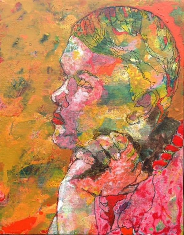 Brendan McGorry "This one goes out to Effie” after Millais, 2016 acrylic and charcoal on canvas 36.0 x 28.5 cm