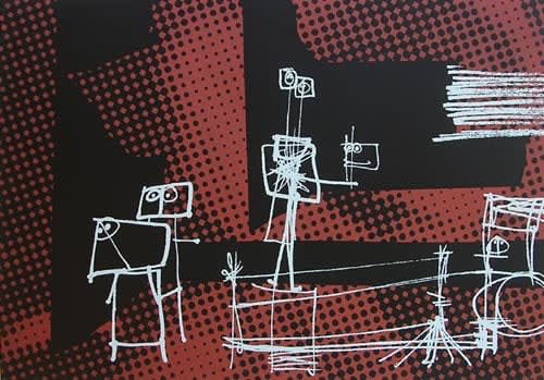 Ted Dutch (1928-2008) The Performers II, 1970 handmade screenprint on paper, edition of 16 35.0 x 50.0 cm